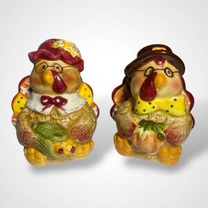 Vintage Turkey Salt and Pepper Shakers Thanksgiving Fall Decor Ceramic Pair